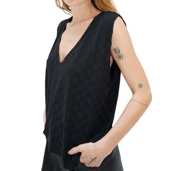 LNA Clothing Women's Austin Check V-Neck Sleeveless Oversized Tank Size Small - Picture 1 of 5